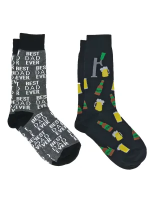 Men's Best Dad Ever Socks Grey and Beer Tap Bottles Mugs Beverage Socks Black