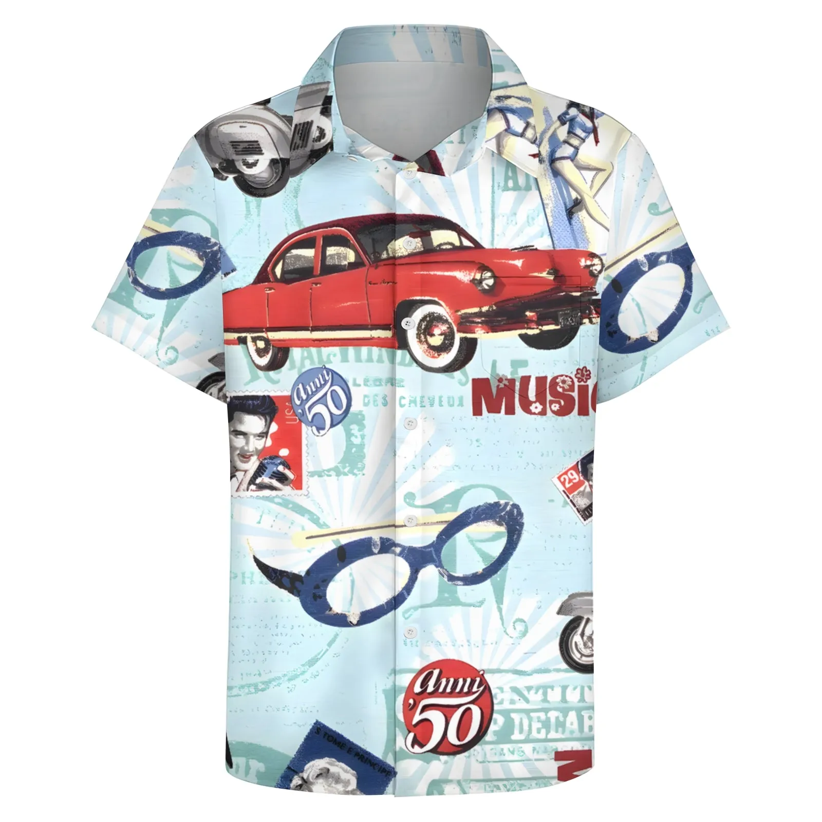 Men's Car Music Casual Short Sleeve Shirt 2404001714