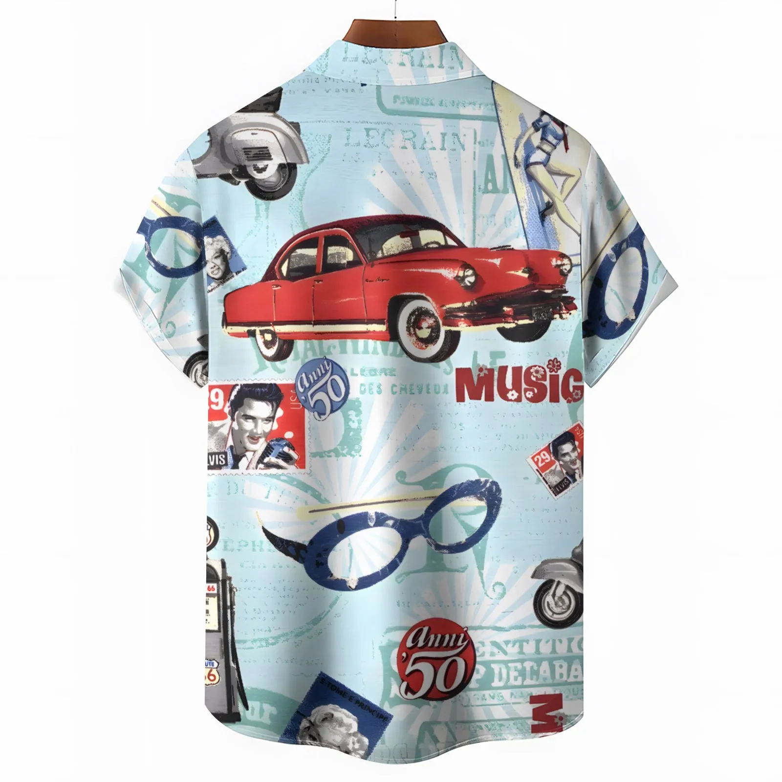 Men's Car Music Casual Short Sleeve Shirt 2404001714