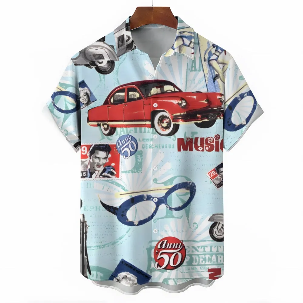 Men's Car Music Casual Short Sleeve Shirt 2404001714