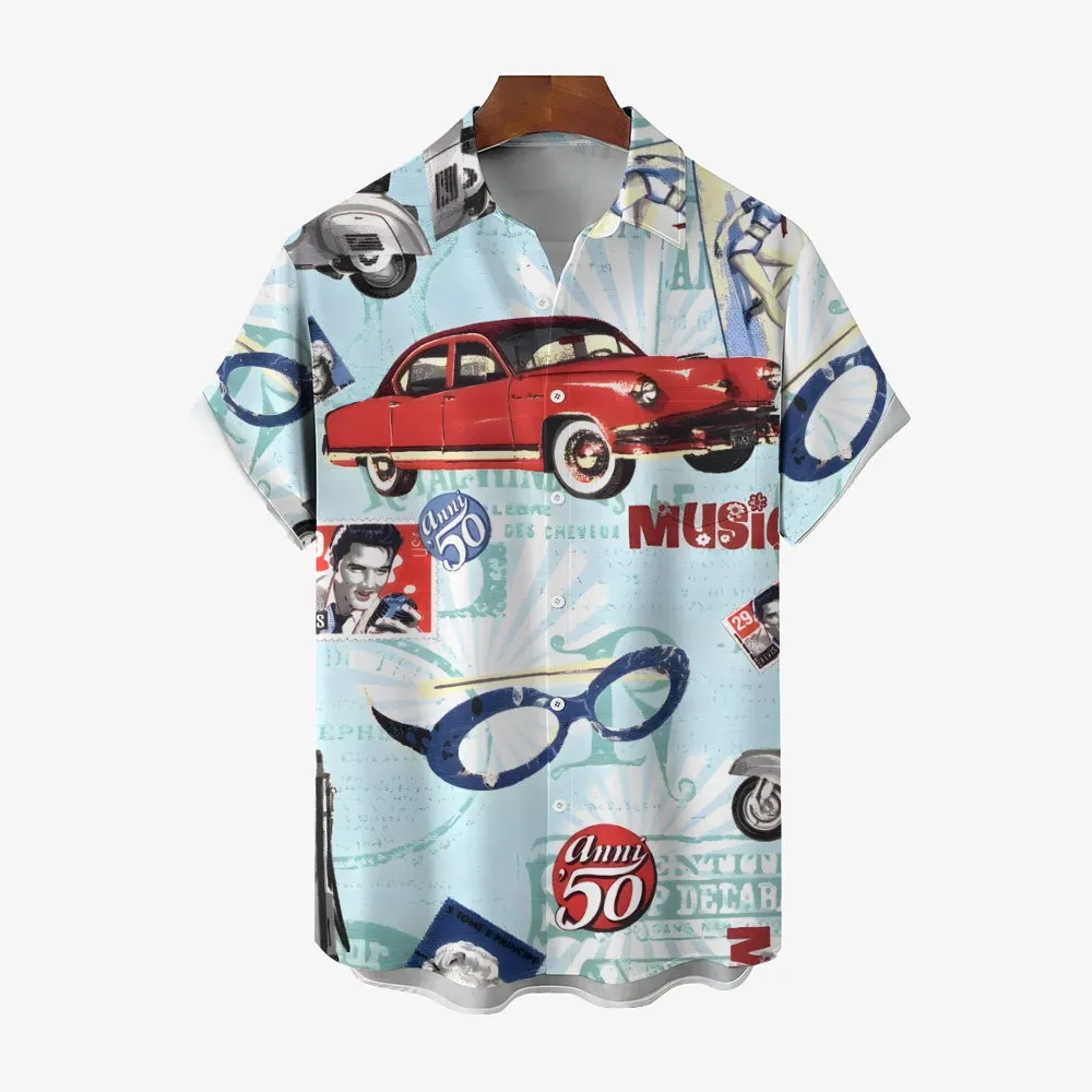 Men's Car Music Casual Short Sleeve Shirt 2404001714