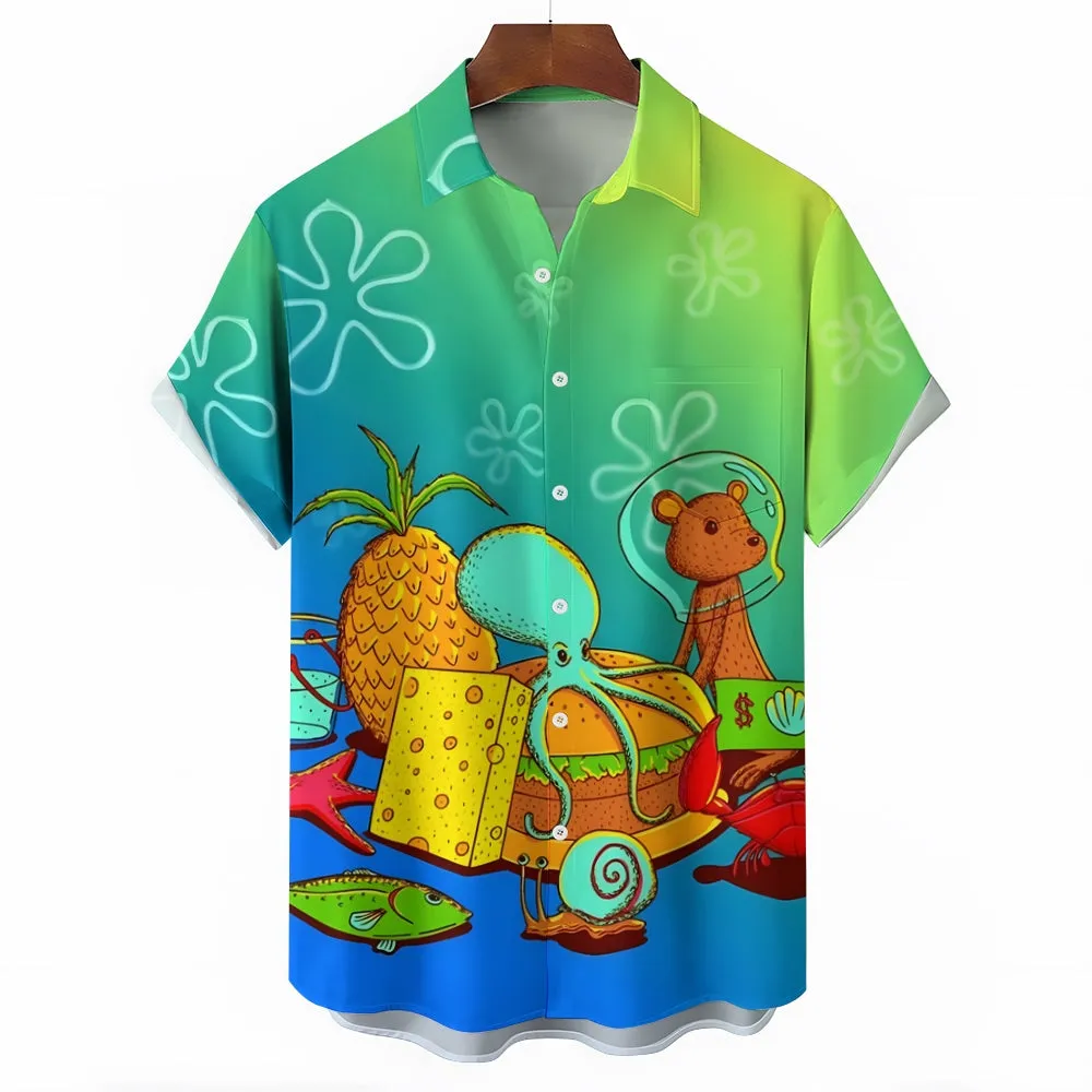 Men's Cartoon Casual Short Sleeve Shirt 2403000383
