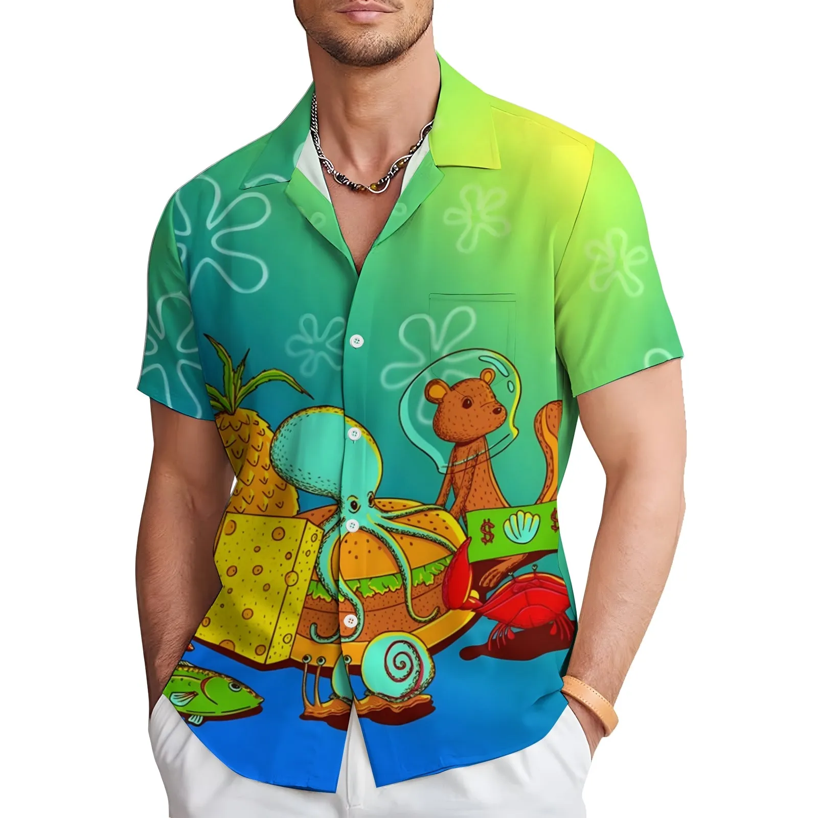 Men's Cartoon Casual Short Sleeve Shirt 2403000383