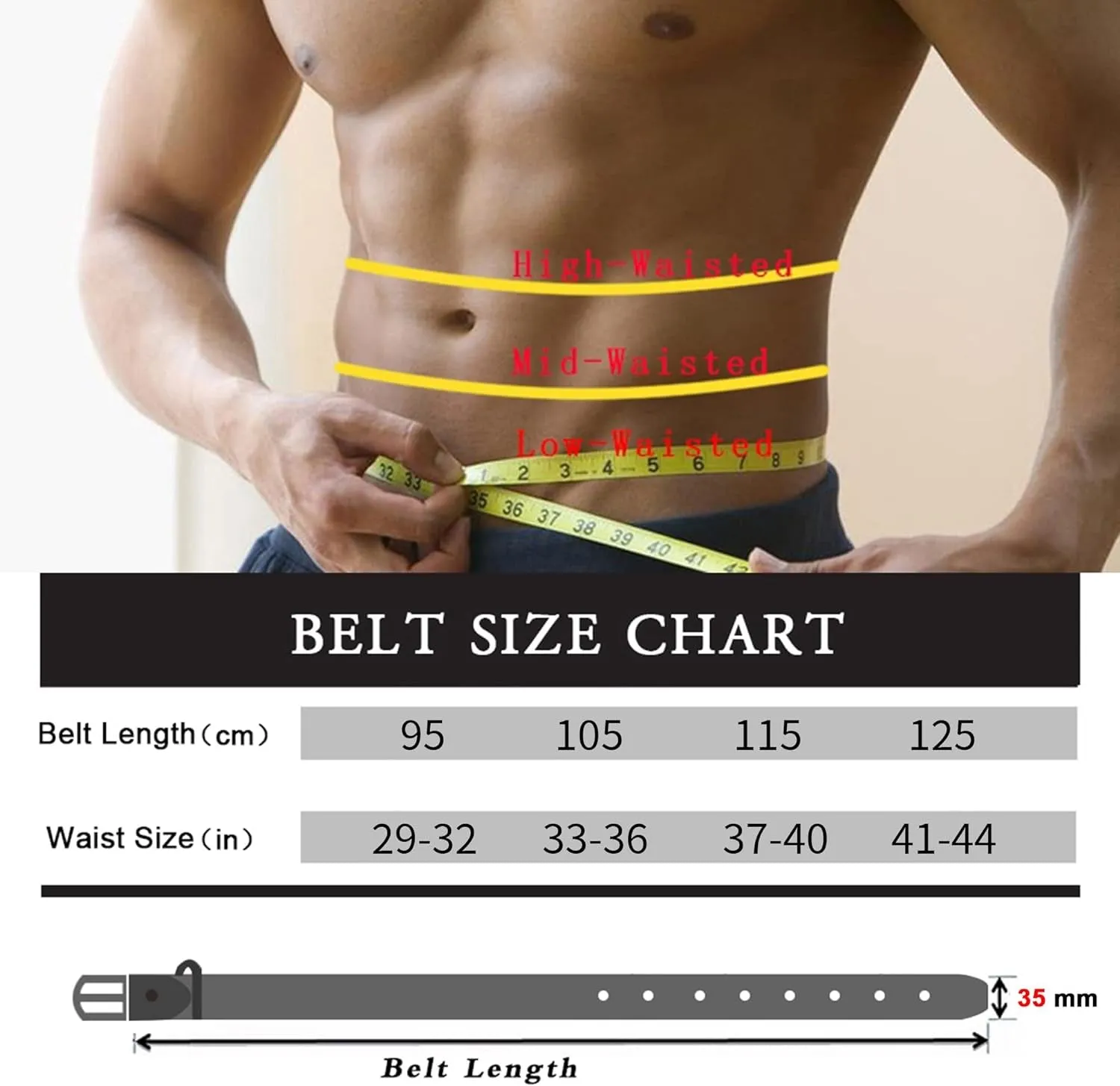 Mens Casual Dress Belt, PU Leather Belt for Men