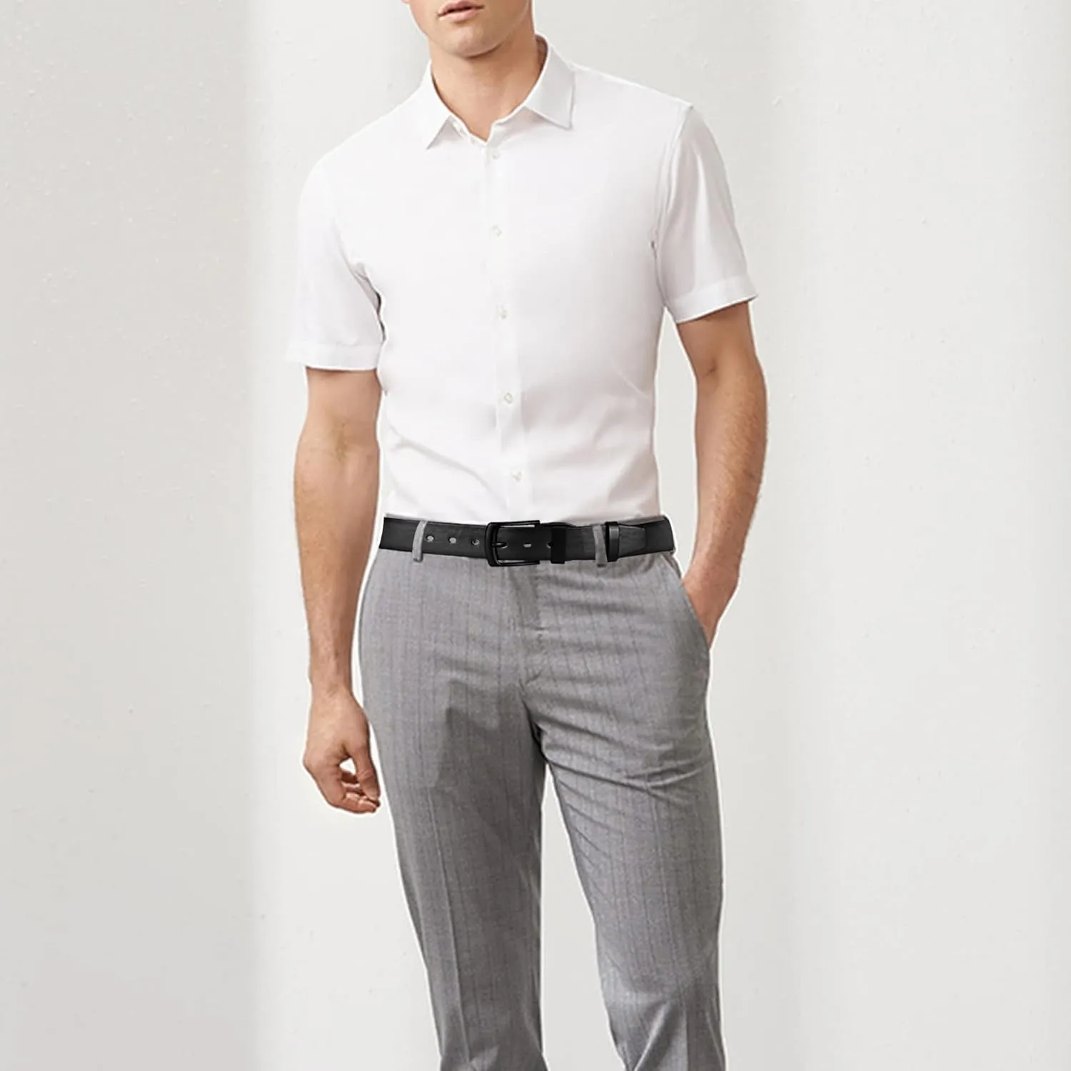 Mens Casual Dress Belt, PU Leather Belt for Men