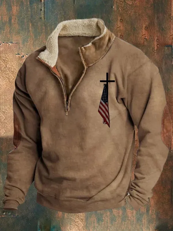 Men's Casual Faith Print Long Sleeve Sweatshirt
