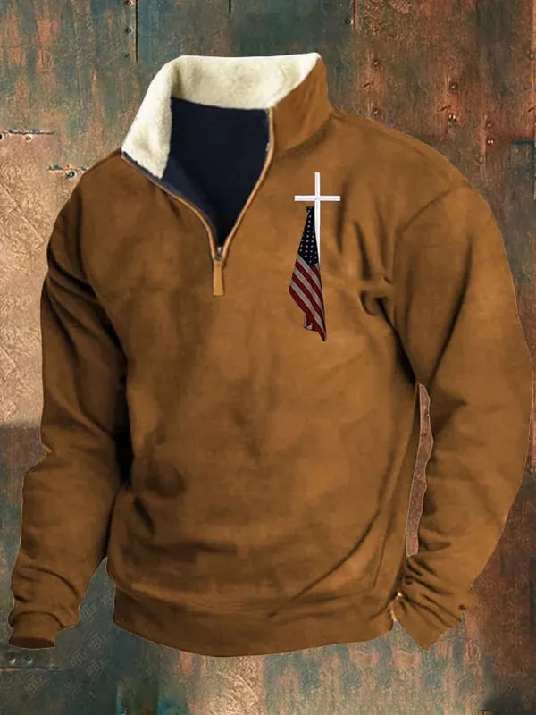 Men's Casual Faith Print Long Sleeve Sweatshirt