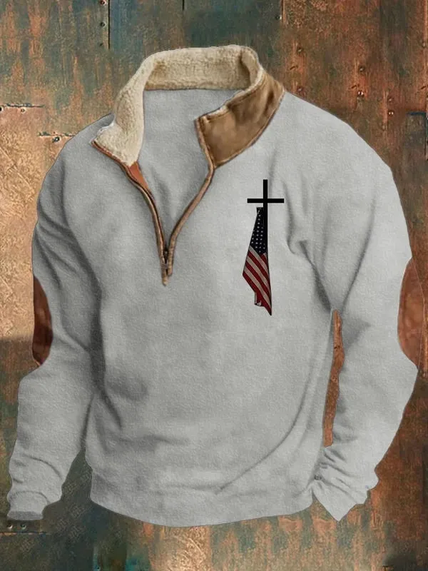 Men's Casual Faith Print Long Sleeve Sweatshirt