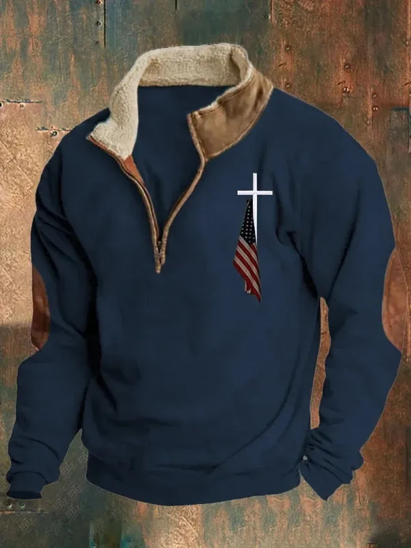 Men's Casual Faith Print Long Sleeve Sweatshirt