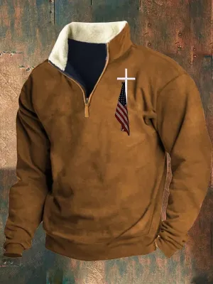Men's Casual Faith Print Long Sleeve Sweatshirt