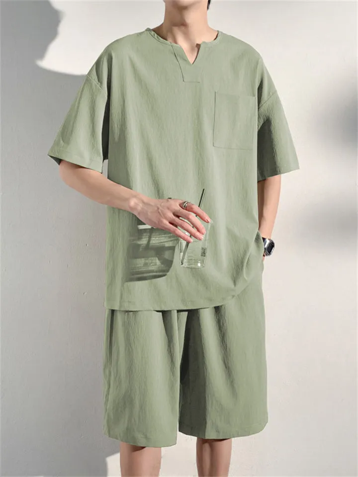 Men's Casual Plus Size Homewear Two-piece Outfits
