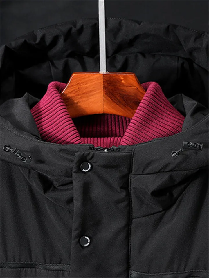 Men's Casual Simple Style Cozy Solid Color Warm Hooded Down Coat