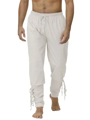 Men's Casual Viking Costume Ankle-Tied Pirate Pants