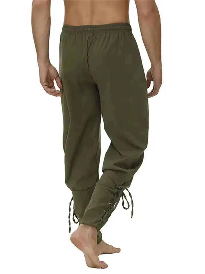 Men's Casual Viking Costume Ankle-Tied Pirate Pants