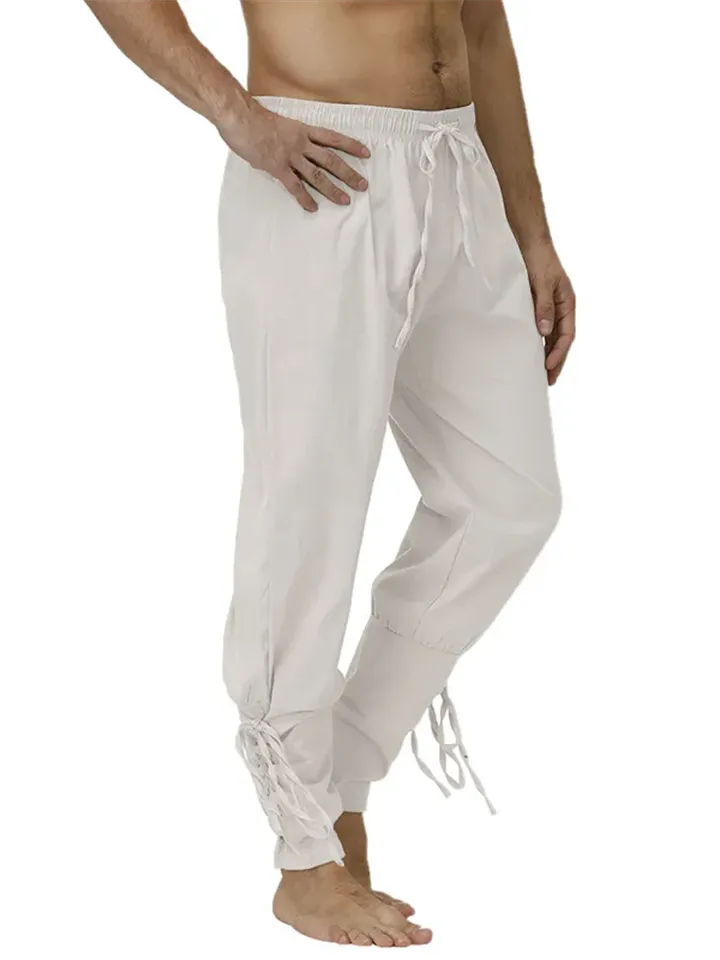 Men's Casual Viking Costume Ankle-Tied Pirate Pants