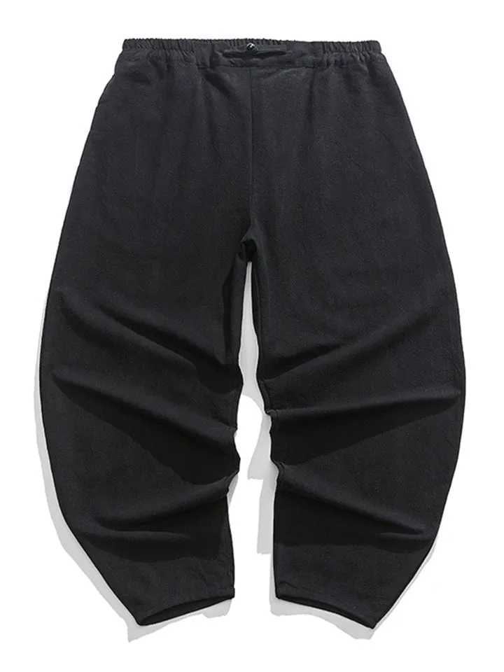 Men's Chinese Style Cotton Linen Baggy Casual Pants