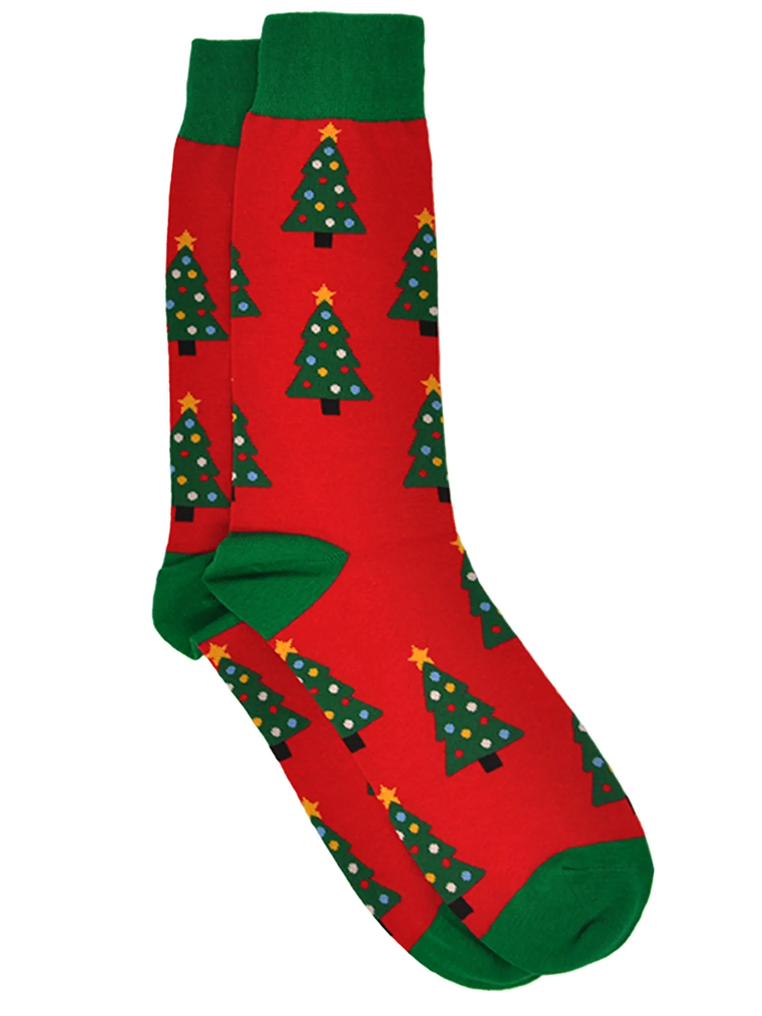 Men's Christmas Socks Santa Claus & Christmas Trees Socks Size 10-13 (2-Pairs)