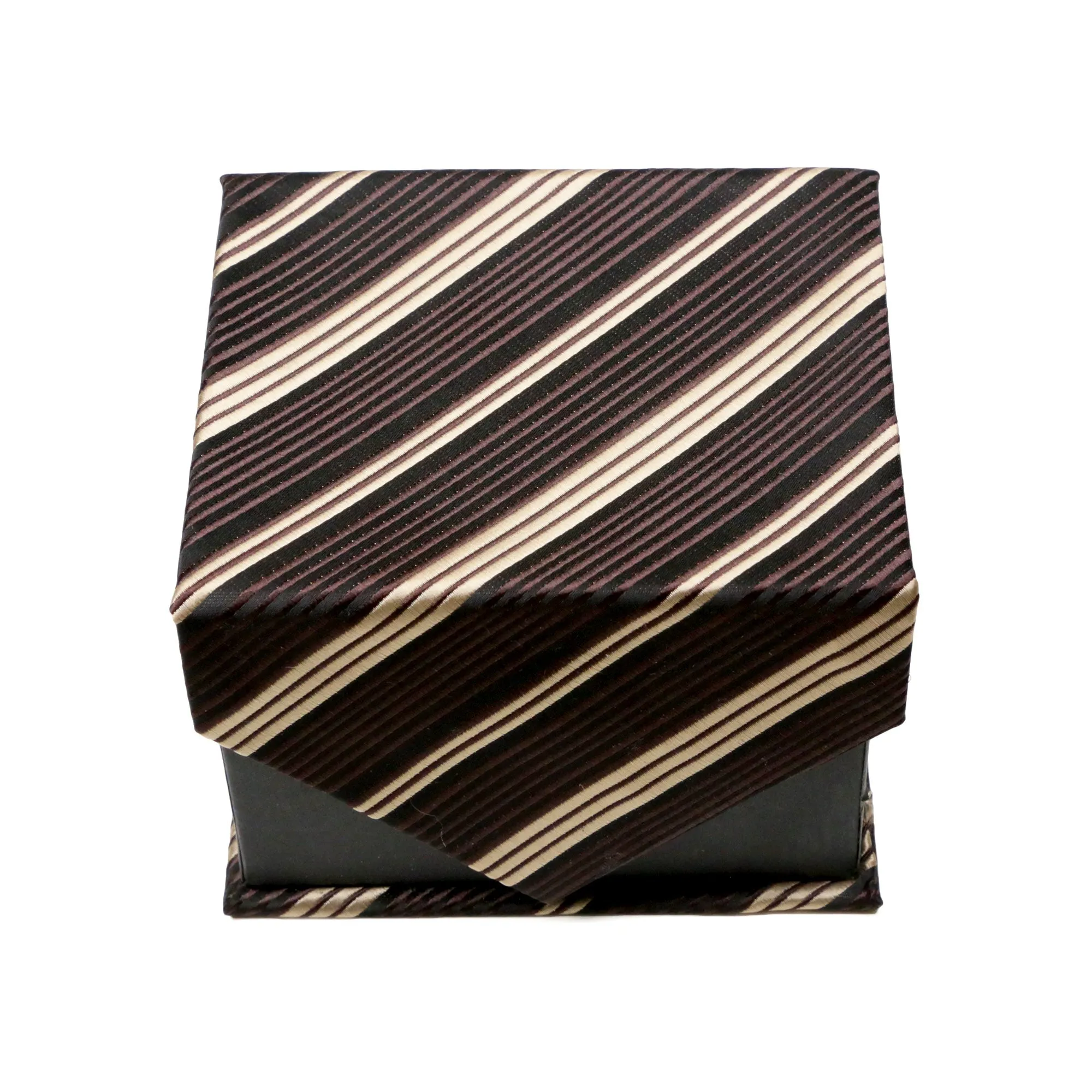 Men's Classic Brown-Tan Minimal Geometric Design 4-pc Necktie Box Set