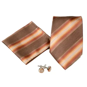 Men's Classic Brown-White Pattern Design 4-pc Necktie Box Set