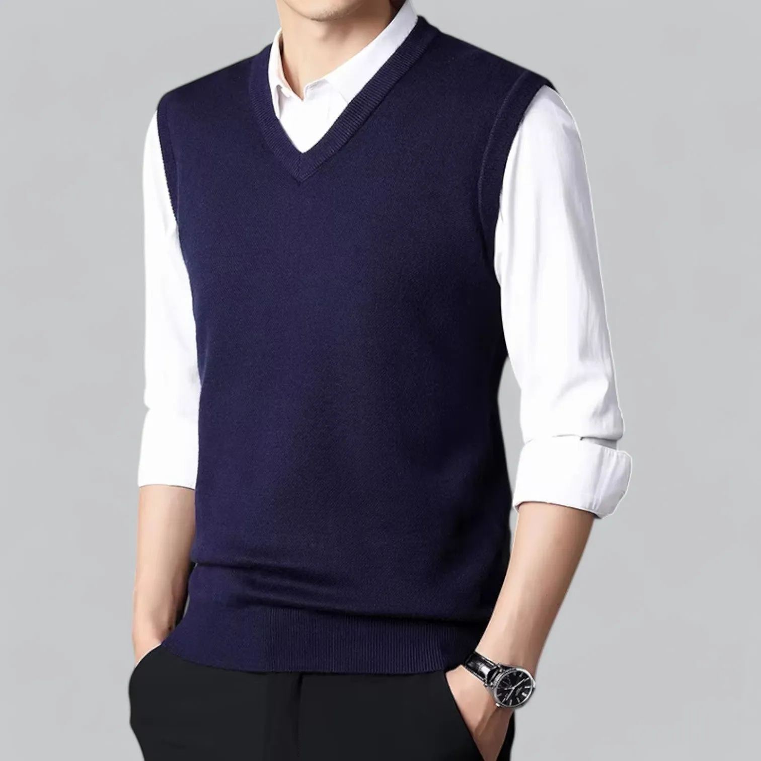 Men's Classic V-Neck Sleeveless Sweater Vest | Lightweight Knit, Comfortable Fit, Essential Wardrobe Staple