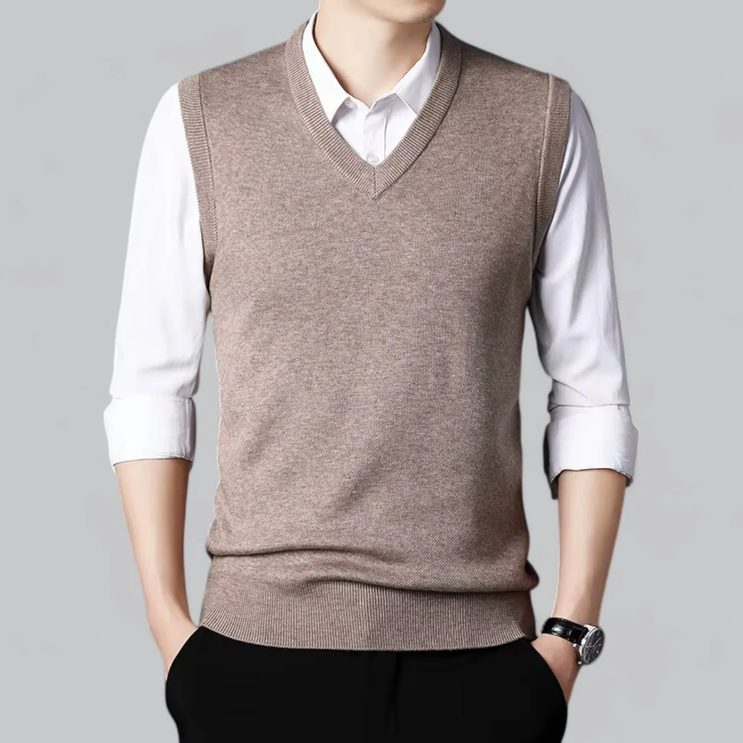 Men's Classic V-Neck Sleeveless Sweater Vest | Lightweight Knit, Comfortable Fit, Essential Wardrobe Staple