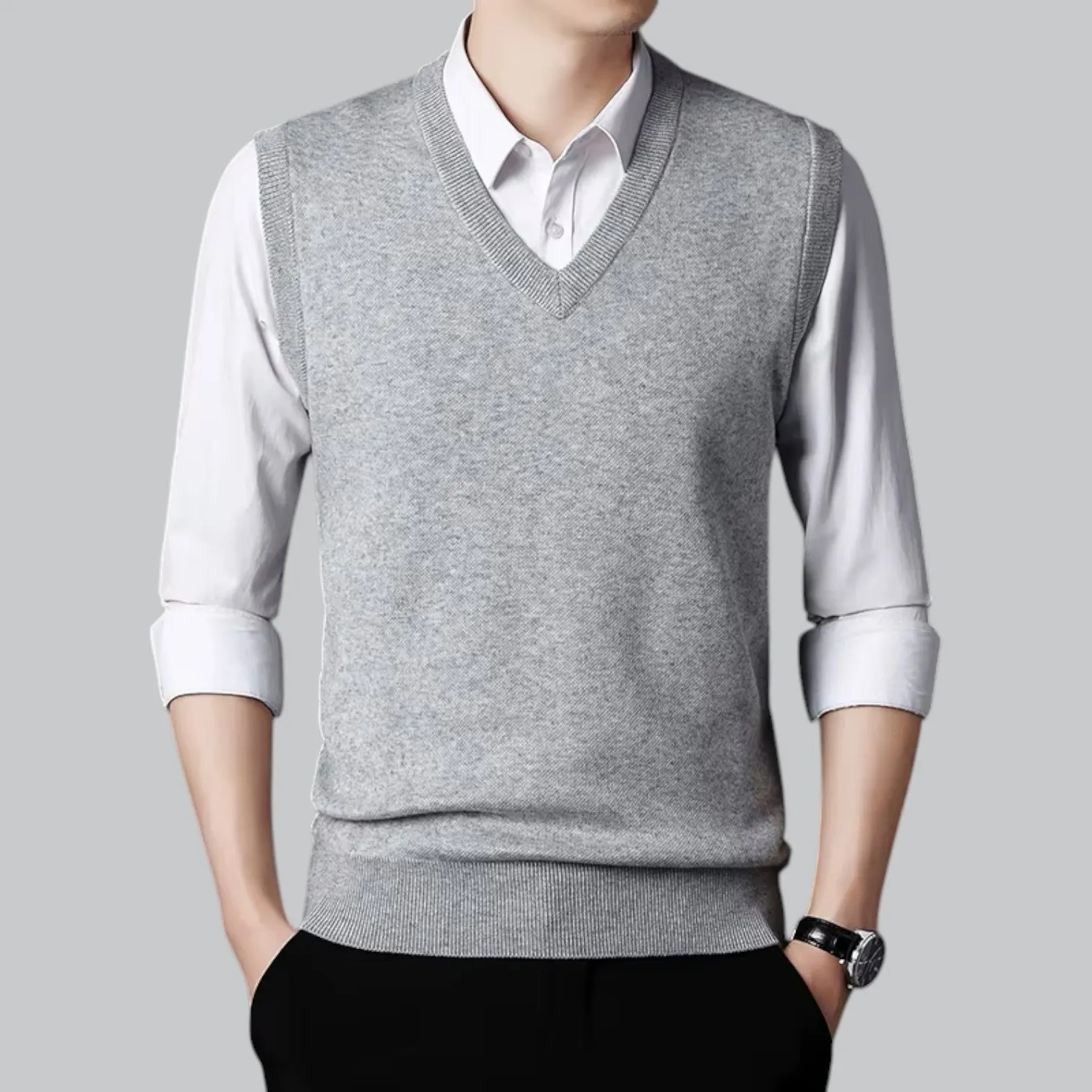 Men's Classic V-Neck Sleeveless Sweater Vest | Lightweight Knit, Comfortable Fit, Essential Wardrobe Staple