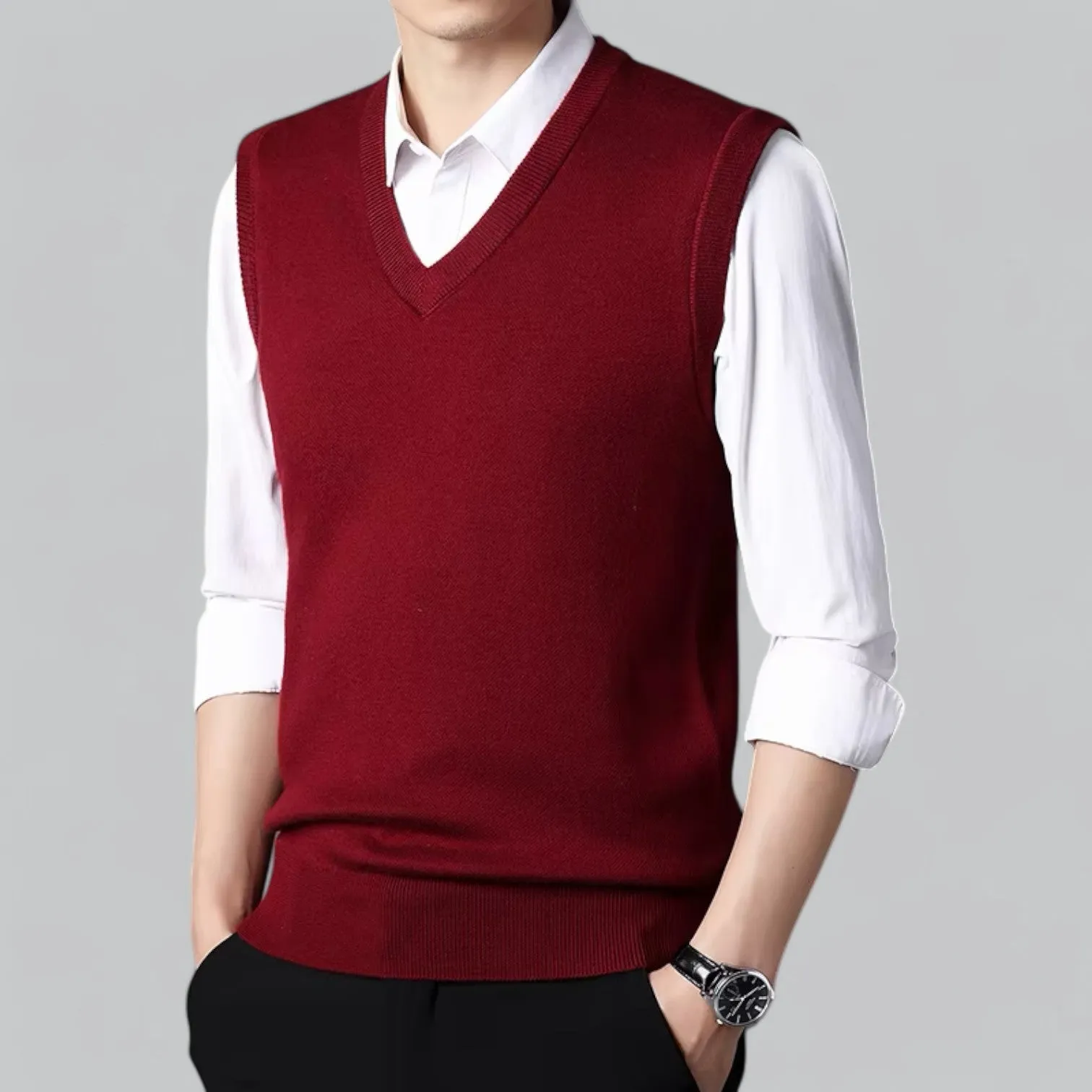 Men's Classic V-Neck Sleeveless Sweater Vest | Lightweight Knit, Comfortable Fit, Essential Wardrobe Staple