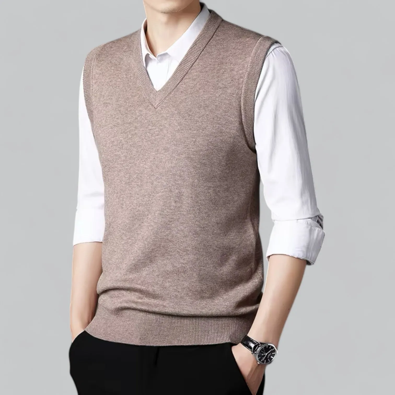 Men's Classic V-Neck Sleeveless Sweater Vest | Lightweight Knit, Comfortable Fit, Essential Wardrobe Staple