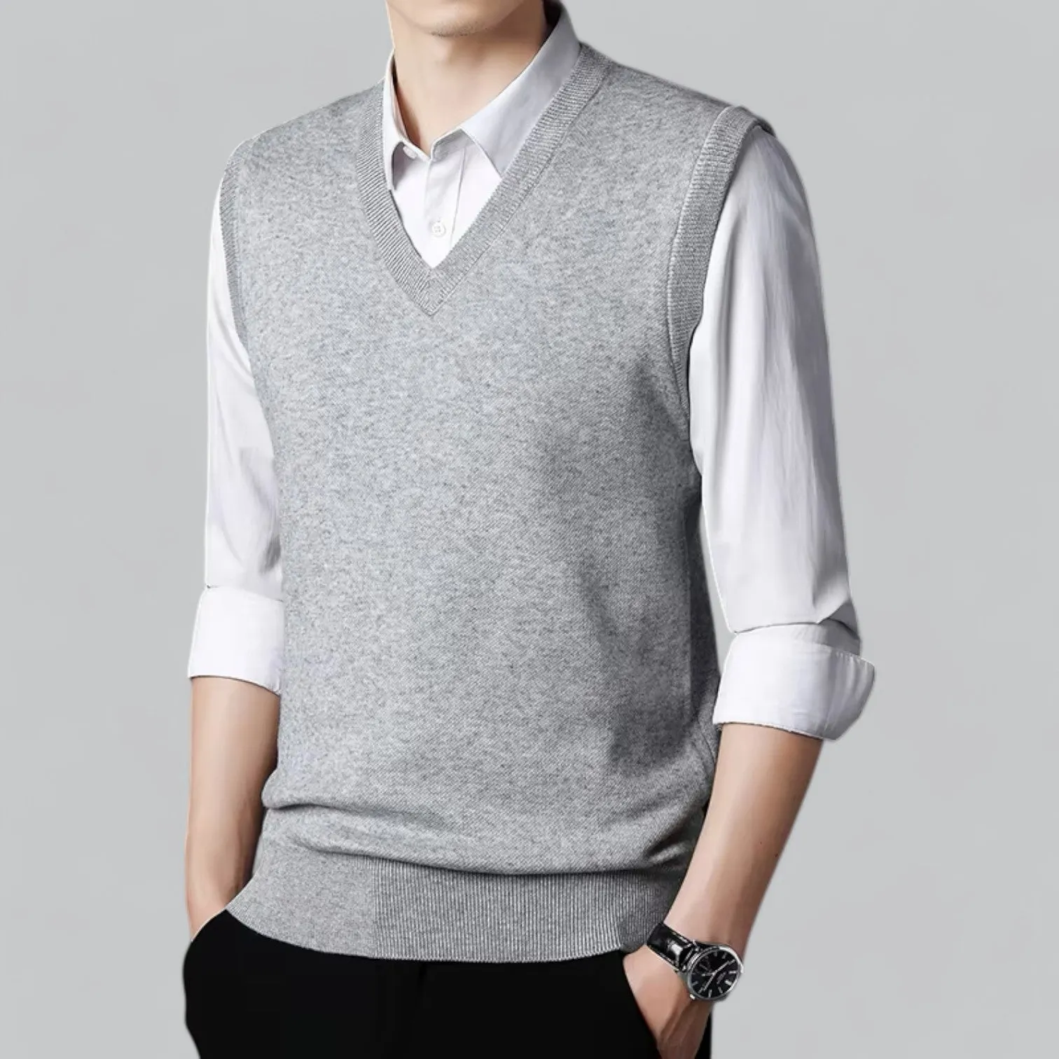 Men's Classic V-Neck Sleeveless Sweater Vest | Lightweight Knit, Comfortable Fit, Essential Wardrobe Staple