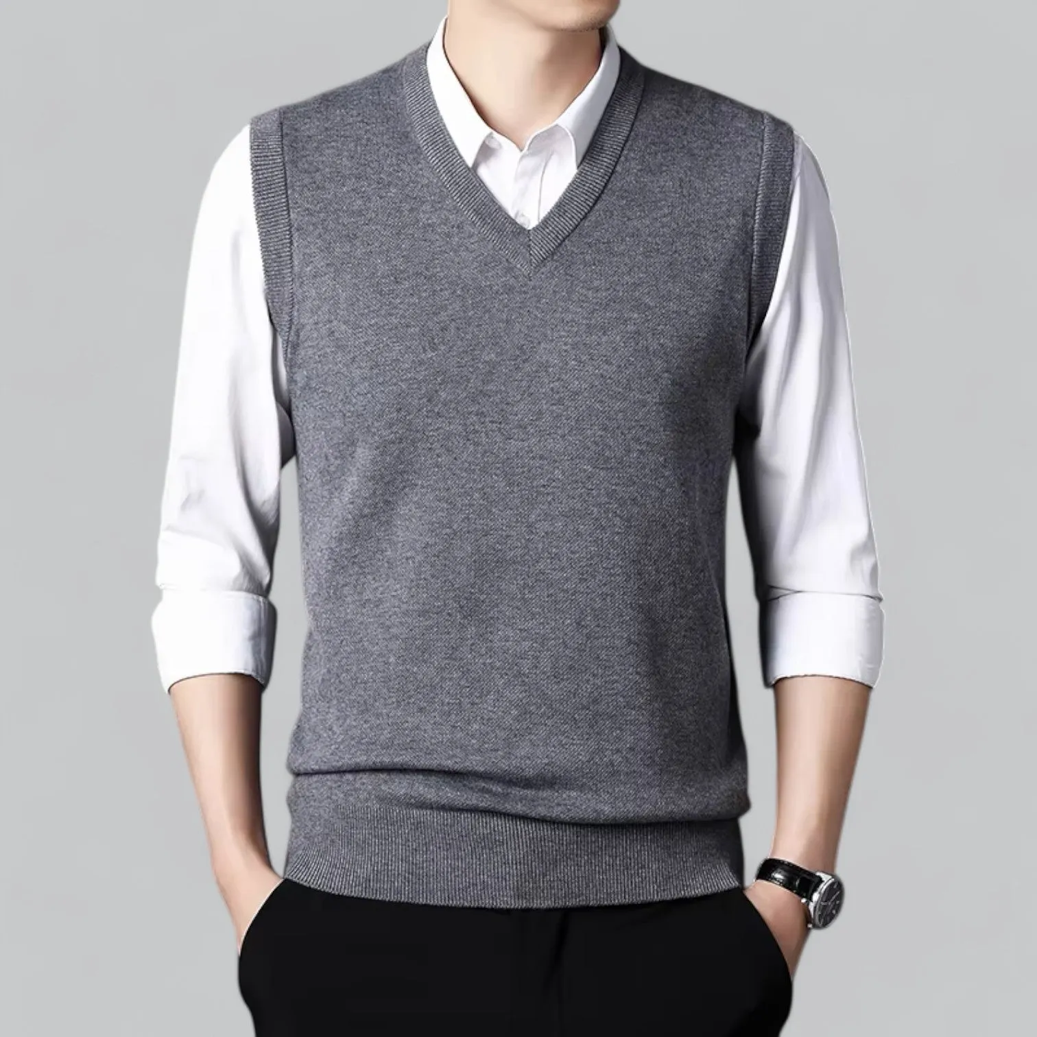 Men's Classic V-Neck Sleeveless Sweater Vest | Lightweight Knit, Comfortable Fit, Essential Wardrobe Staple