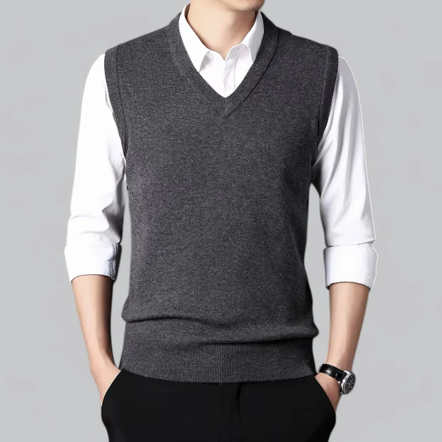 Men's Classic V-Neck Sleeveless Sweater Vest | Lightweight Knit, Comfortable Fit, Essential Wardrobe Staple