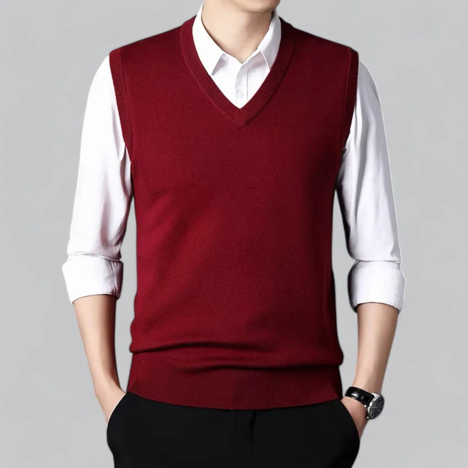 Men's Classic V-Neck Sleeveless Sweater Vest | Lightweight Knit, Comfortable Fit, Essential Wardrobe Staple