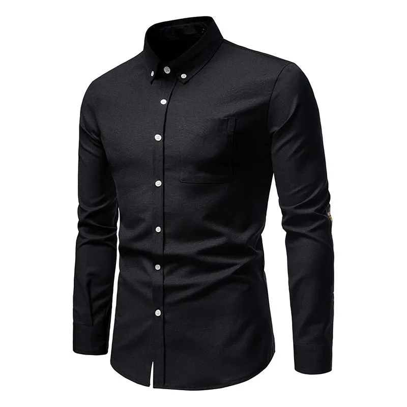 Men's Comfortable Oxford Shirt Water Drop Ethnic Style Color Block Shirt