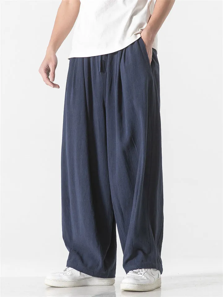 Men's Cozy Cotton Linen Casual Loose Straight Leg Pants