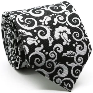 Mens Dads Classic Black Paisley Pattern Business Casual Necktie & Hanky Set FO-1