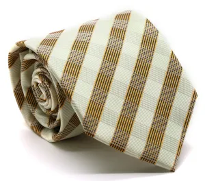 Mens Dads Classic Yellow Stripe Pattern Business Casual Necktie & Hanky Set L-1