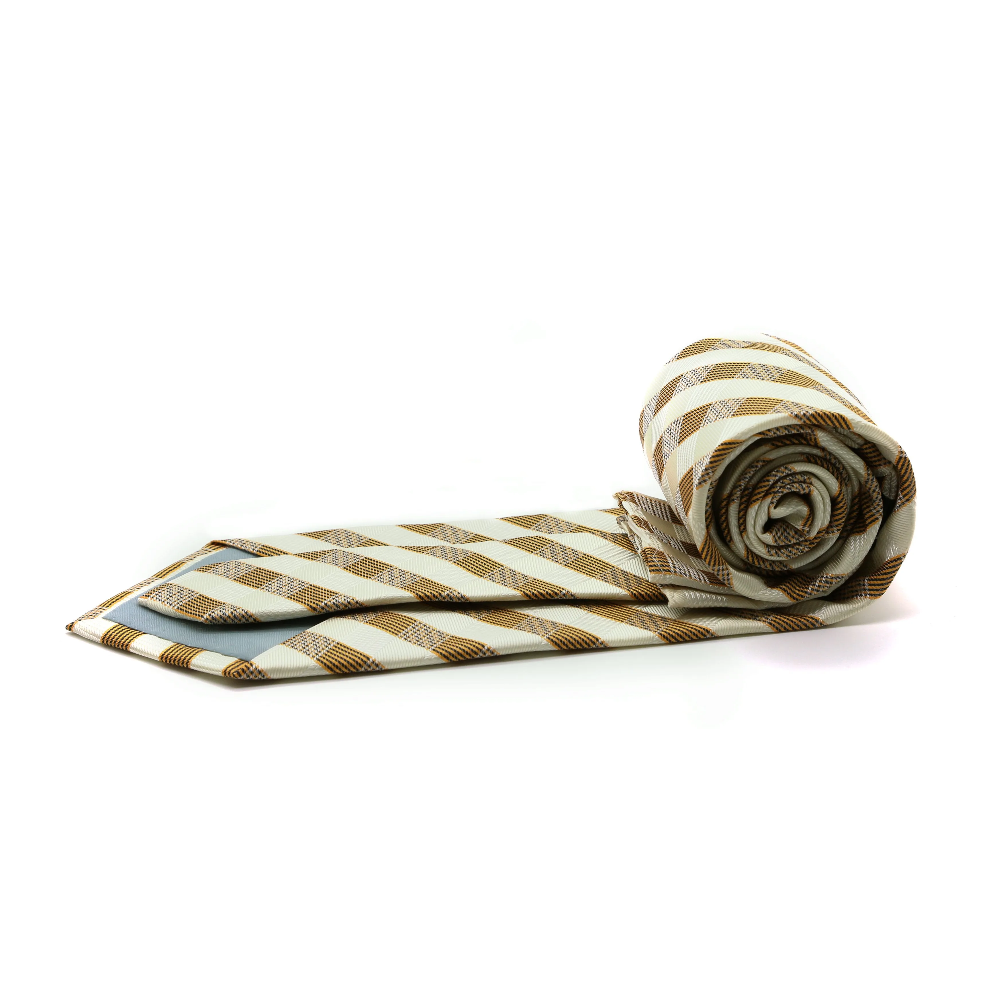 Mens Dads Classic Yellow Stripe Pattern Business Casual Necktie & Hanky Set L-1