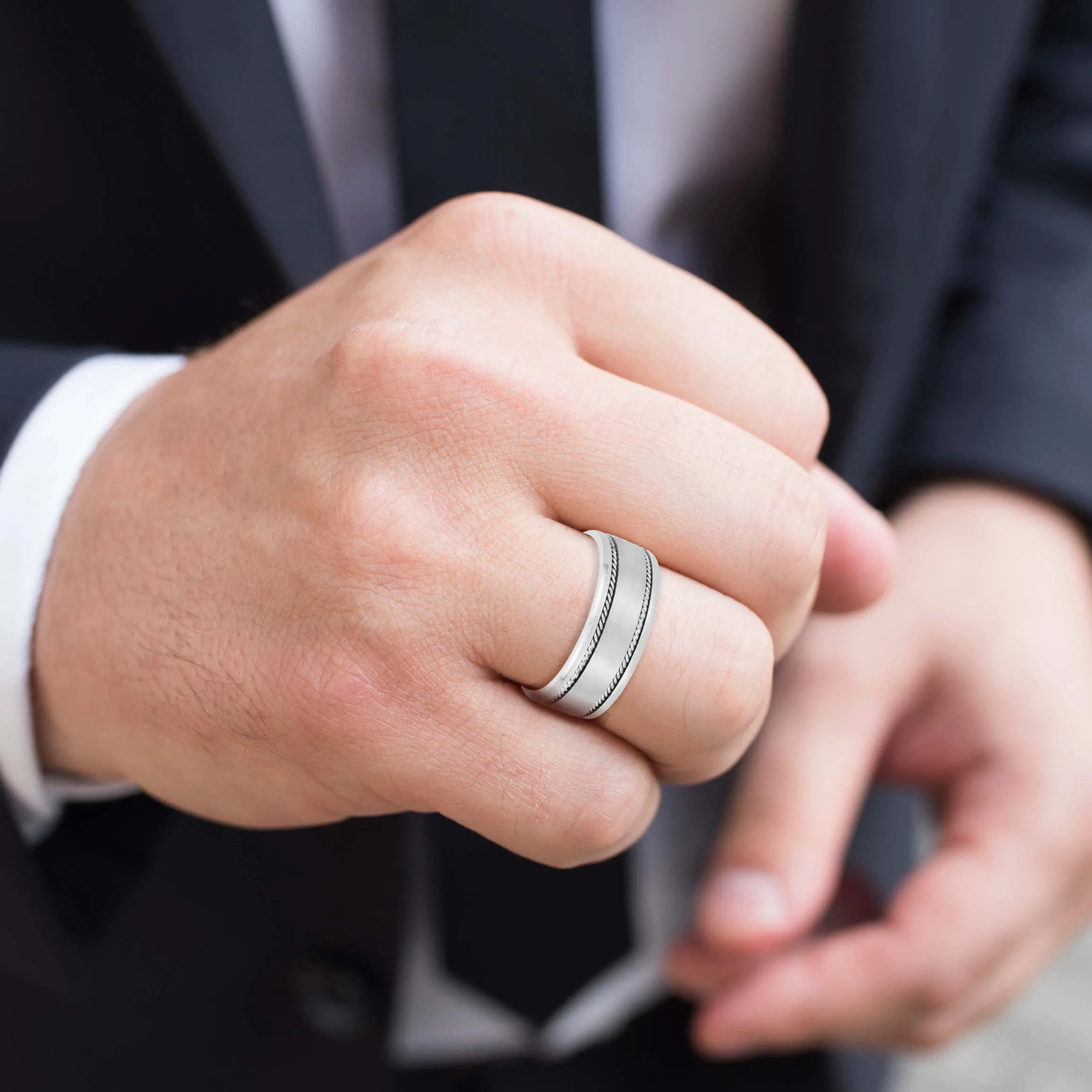 Men's Double Line Twisted Rope Classic Band