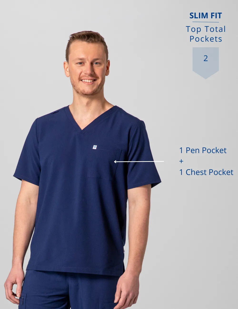 Men's Essential Scrub Top - Stone Gray