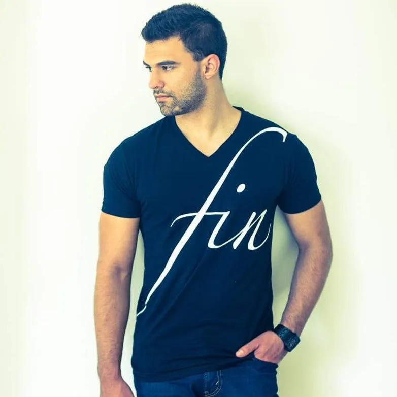 Men's - Fin Black V-Neck T-Shirt