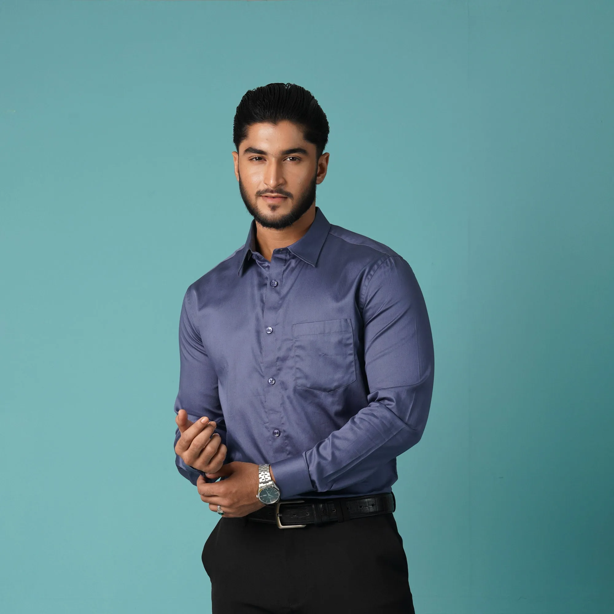 Mens Formal Shirt-Ash