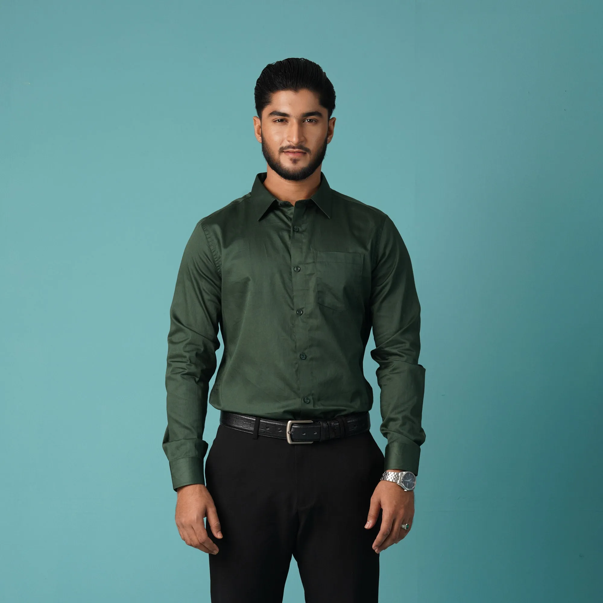 Mens Formal Shirt-Green