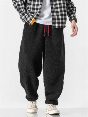 Men's Furry Large Size Casual Solid Color Trousers