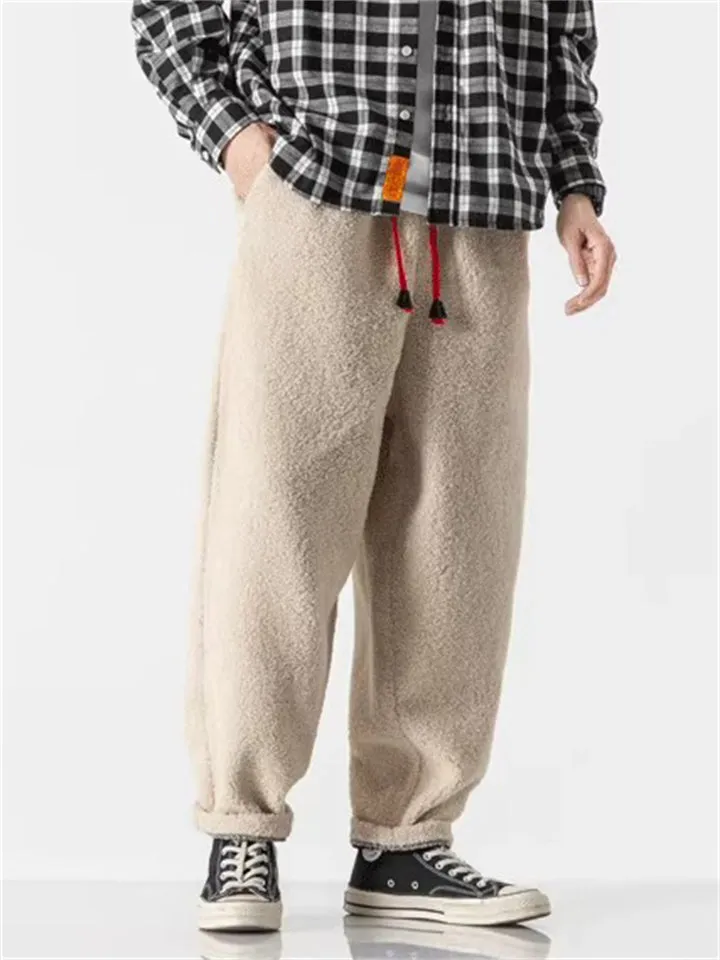 Men's Furry Large Size Casual Solid Color Trousers