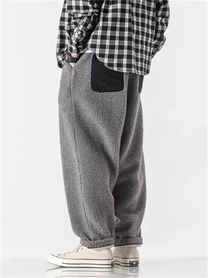 Men's Furry Large Size Casual Solid Color Trousers