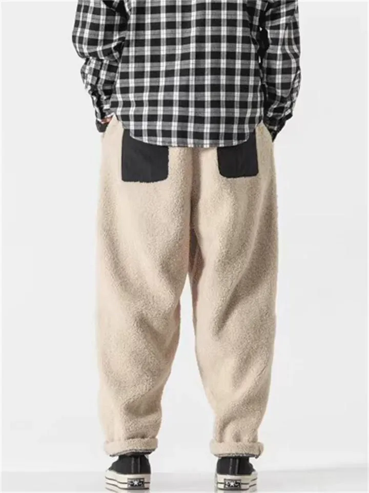 Men's Furry Large Size Casual Solid Color Trousers