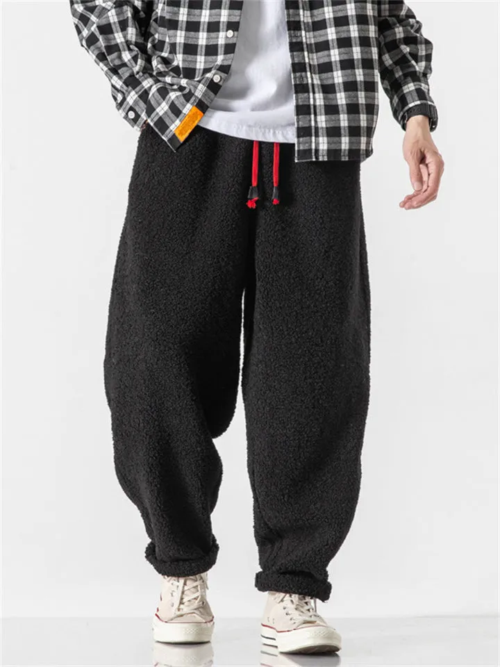 Men's Furry Large Size Casual Solid Color Trousers
