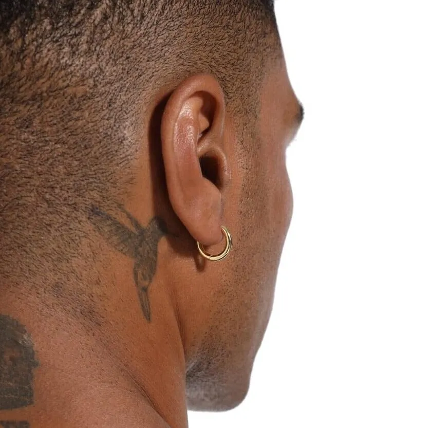 Men's Gold Hoop Earrings in 14K Gold - 15mm