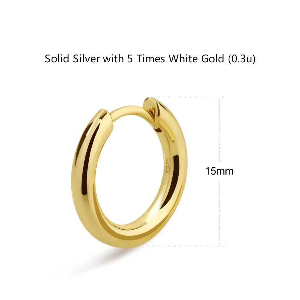 Men's Gold Hoop Earrings in 14K Gold - 15mm