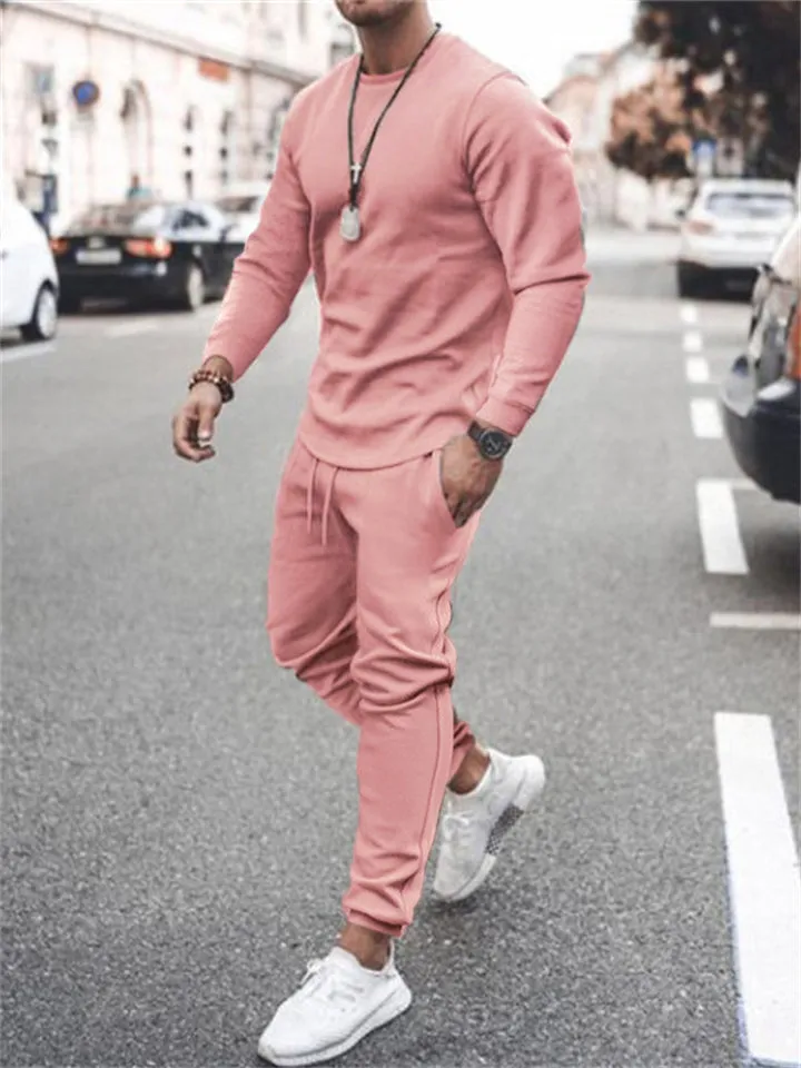 Men's High Street Casual Long Sleeve 2 Pieces Tracksuit